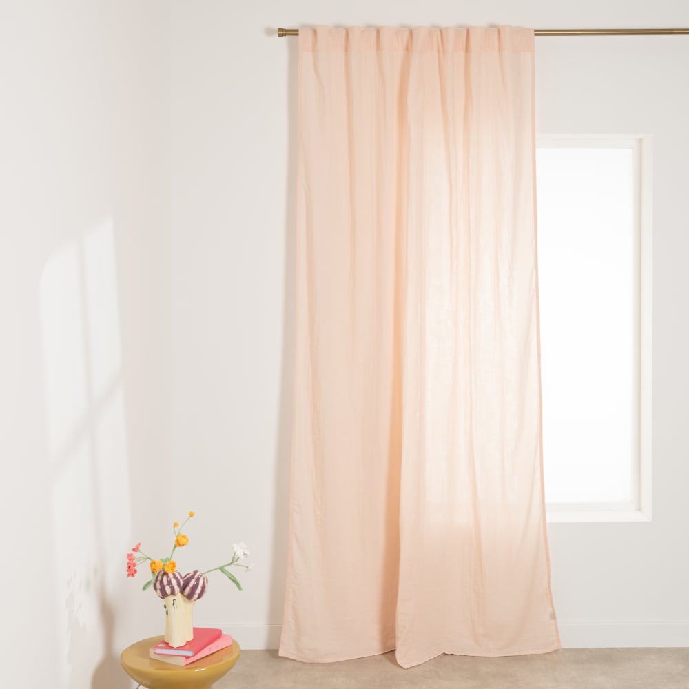 Rideau à pattes cachées en gaze de coton biologique beige rosé, 140x250 cm (vendu à l'unité)
