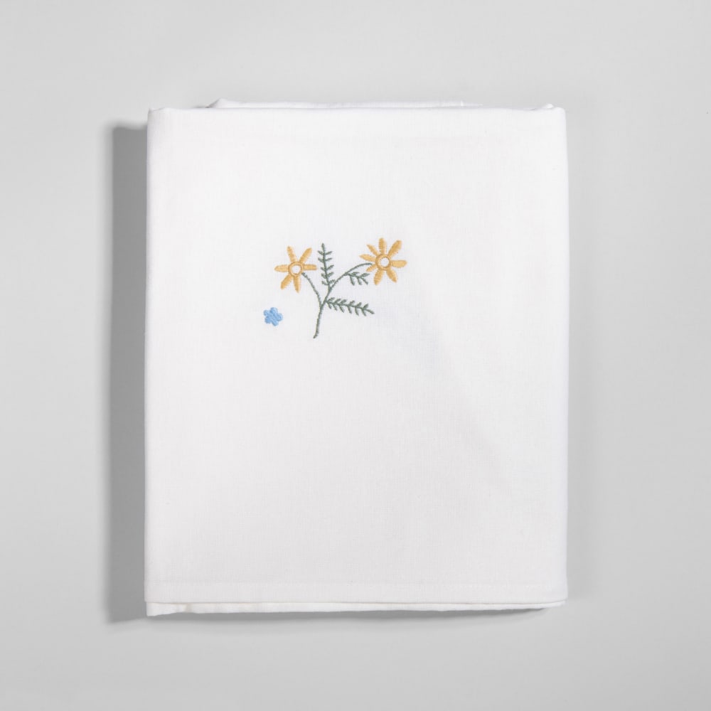 Nappe en coton écru broderies fleurs multicolores, 150x250 cm — vue 3