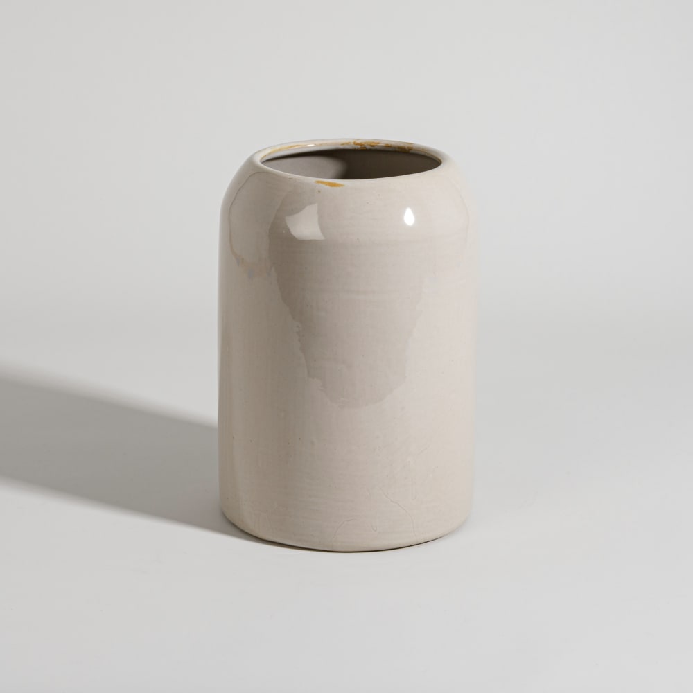 Beige Steingutvase, H 20 cm - Maisons Du Monde