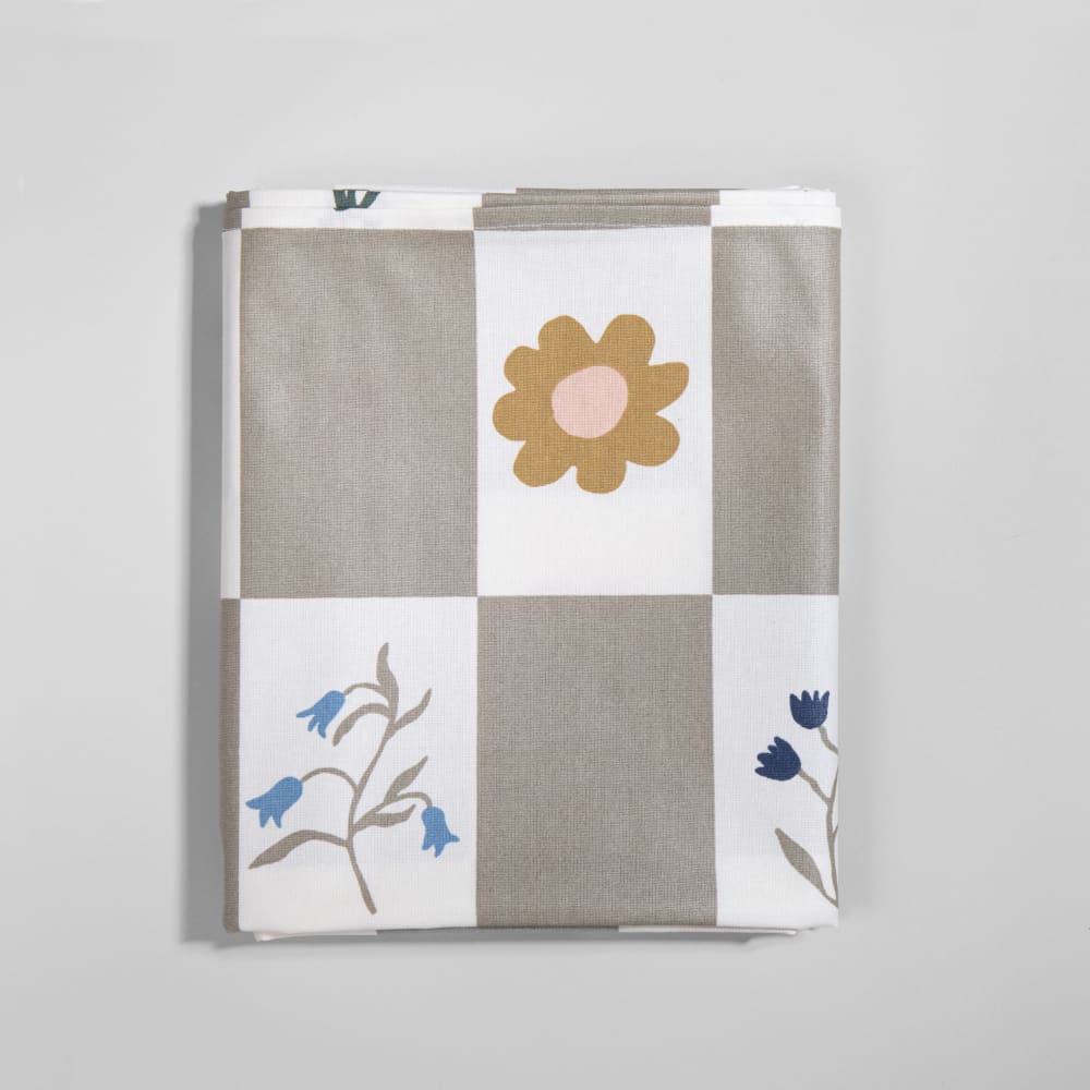 Nappe en coton motifs carreaux et fleurs multicolores, 150x250 cm