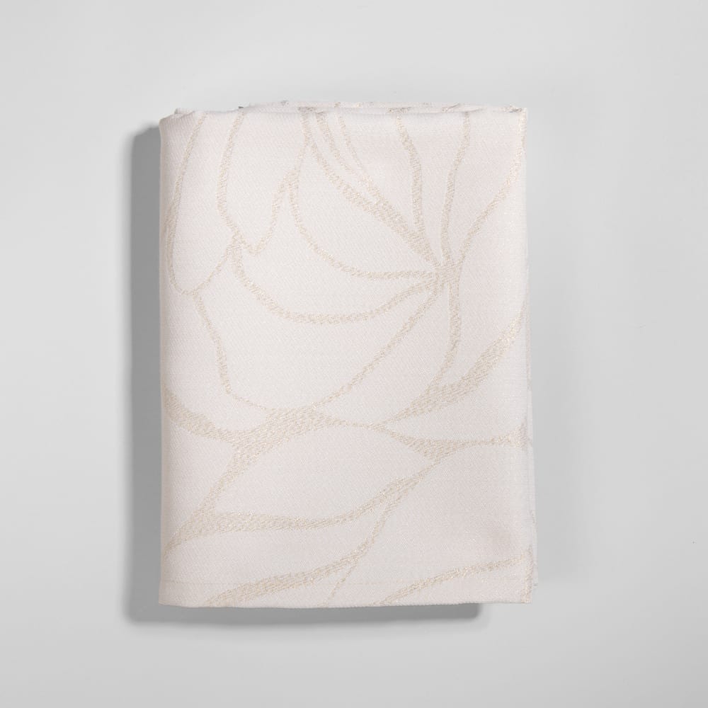 Tischdecke aus ecrufarbenem und goldfarbenem Jacquardgewebe mit
