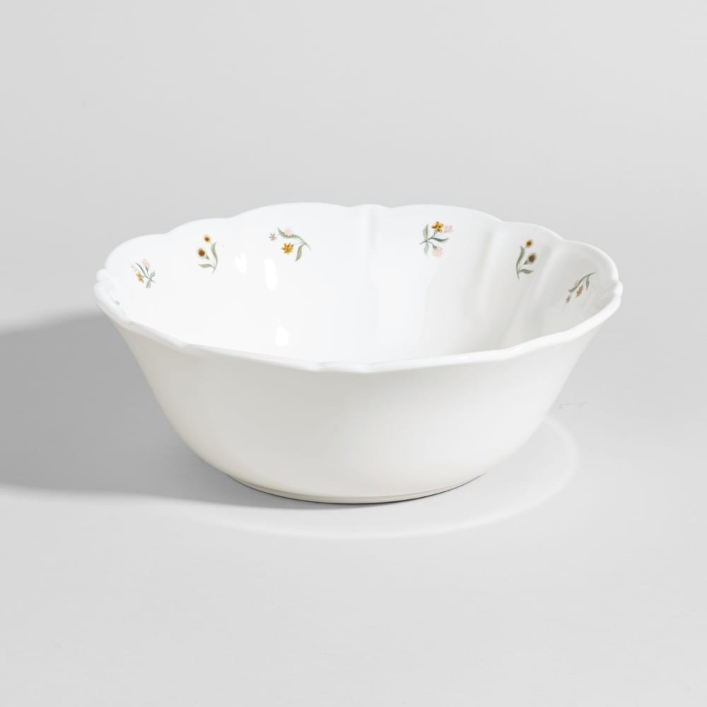 Saladier en porcelaine blanche à motifs