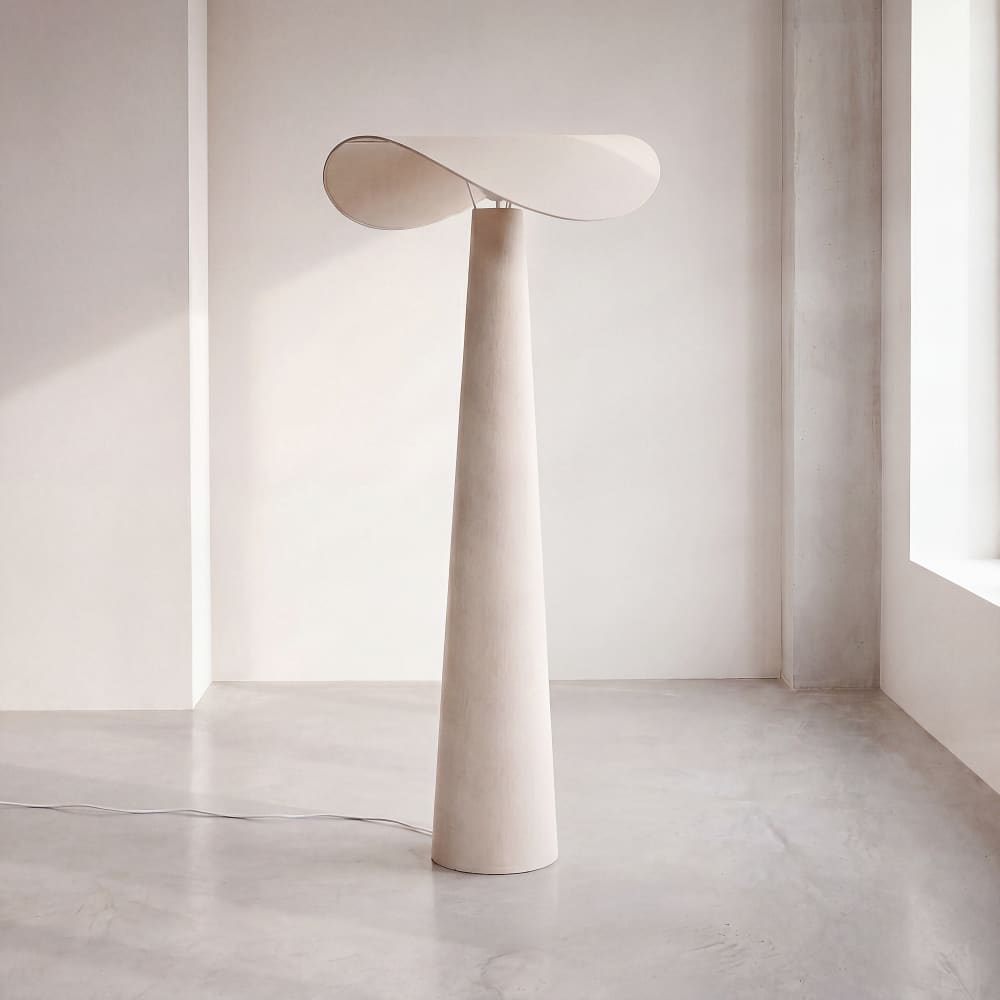 Lampadaire et abat-jour beige crème, H178 cm