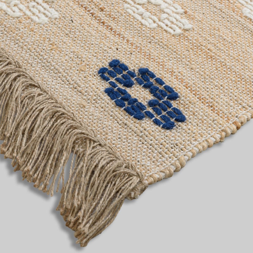 Tapis en coton et jute brodé à franges, 60x90 cm — vue 3