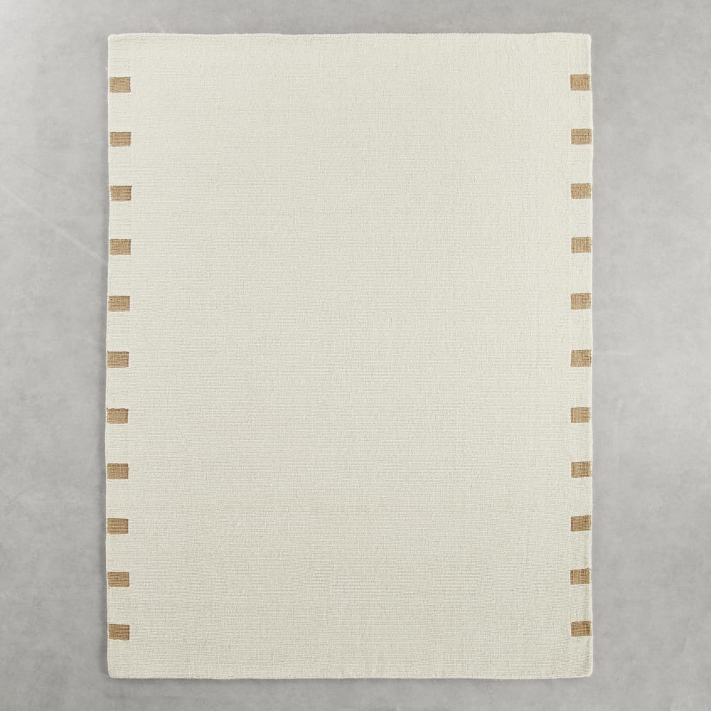 Tapis en laine tuftée et jute tissée beige et écru, 160x230 cm