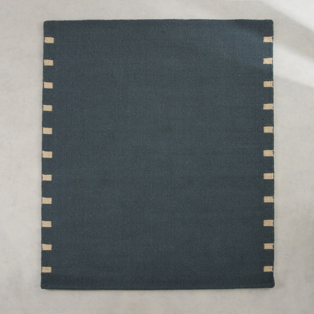 Tapis en laine tuftée et jute beige et vert, 160x230 cm