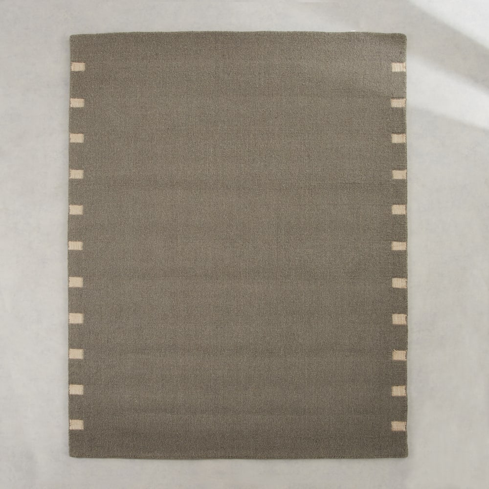 Tapis en laine tuftée et jute beige et anthracite, 160x230 cm
