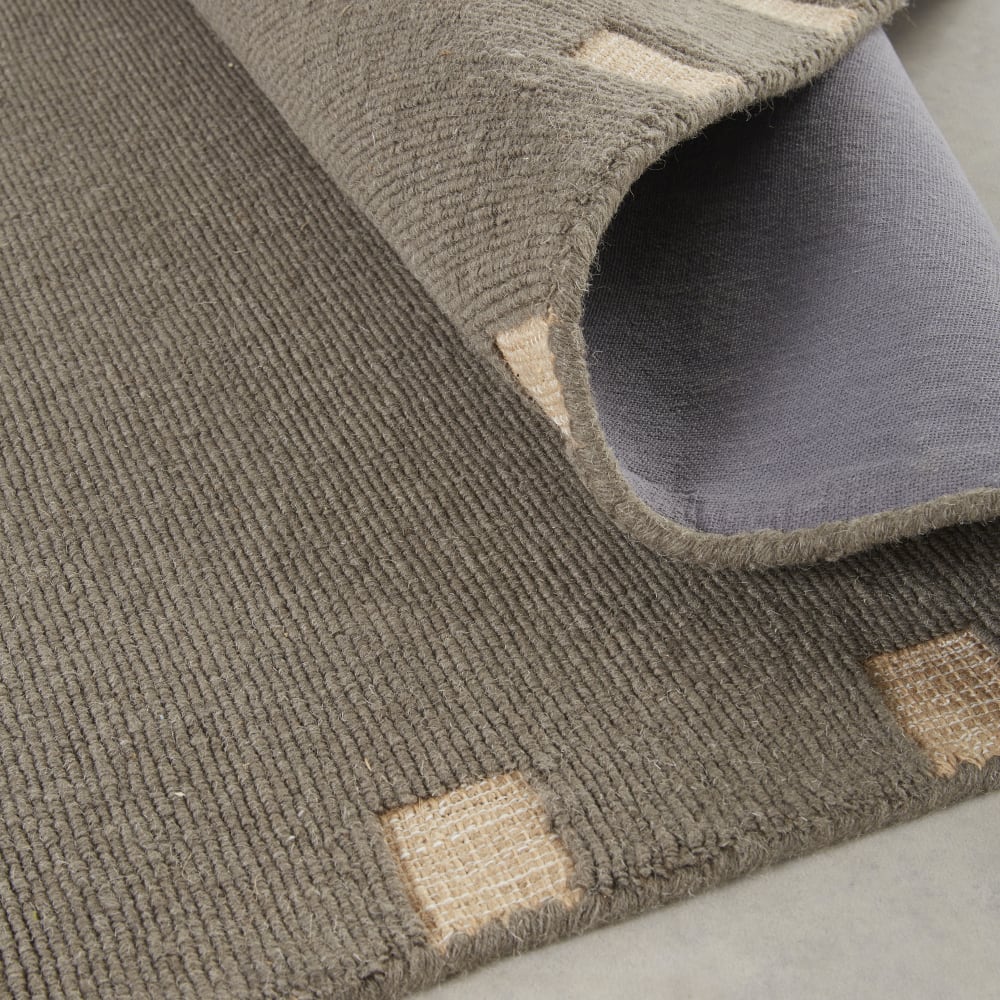 Tapis en laine tuftée et jute beige et anthracite, 160x230 cm — vue 4