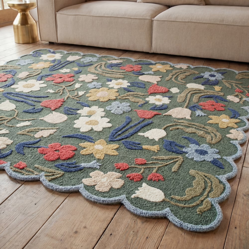 Tapis en laine motif floral multicolore, 160x230 cm