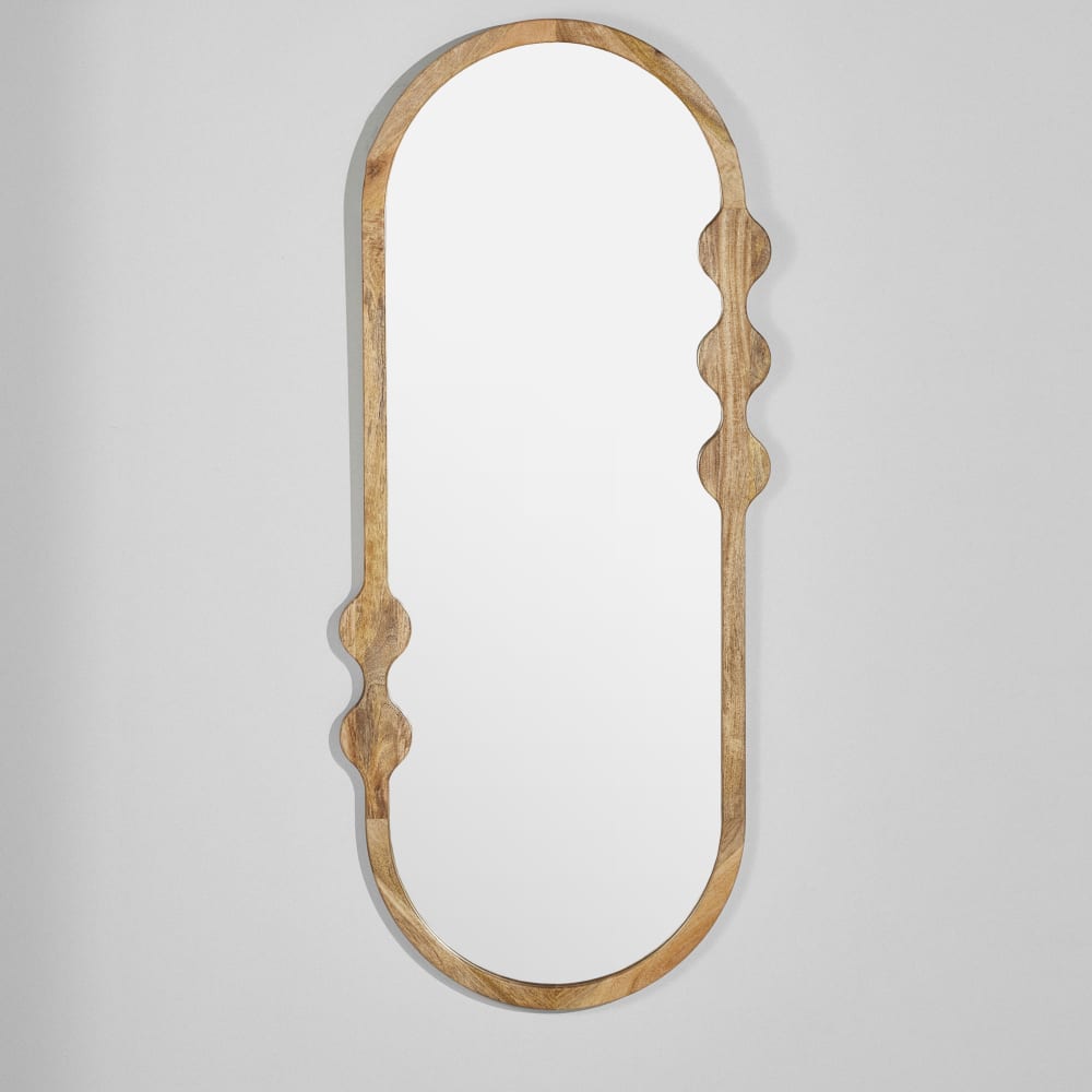 Grand miroir ovale en bois de manguier, 70x160 cm — vue 3