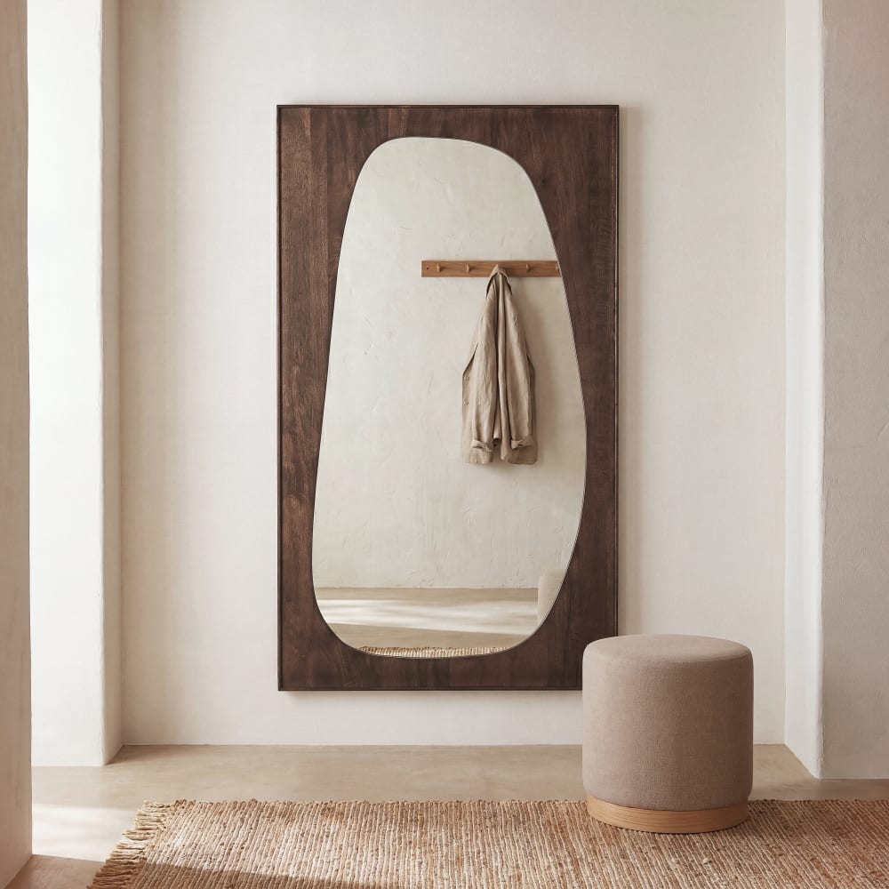 Grand miroir rectangulaire en bois de manguier, 90x160 cm