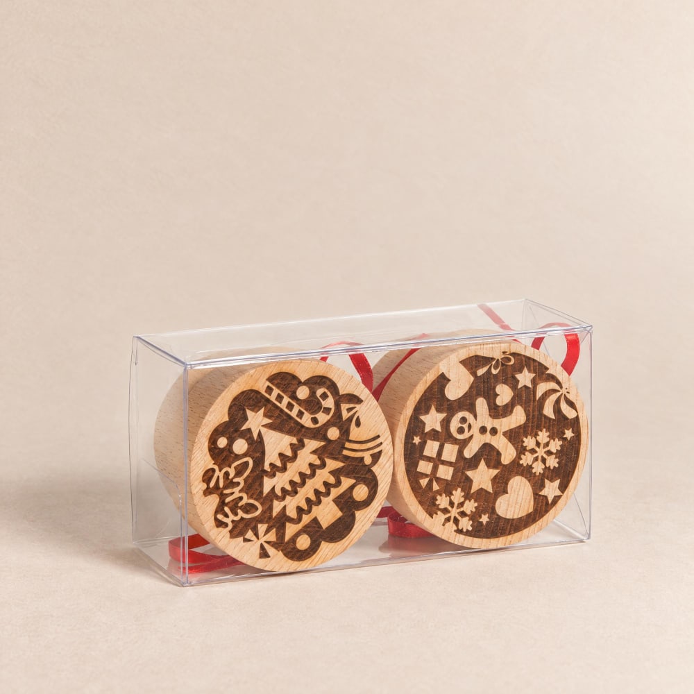 Coffret 2 tampons à cookies en bois de hêtre