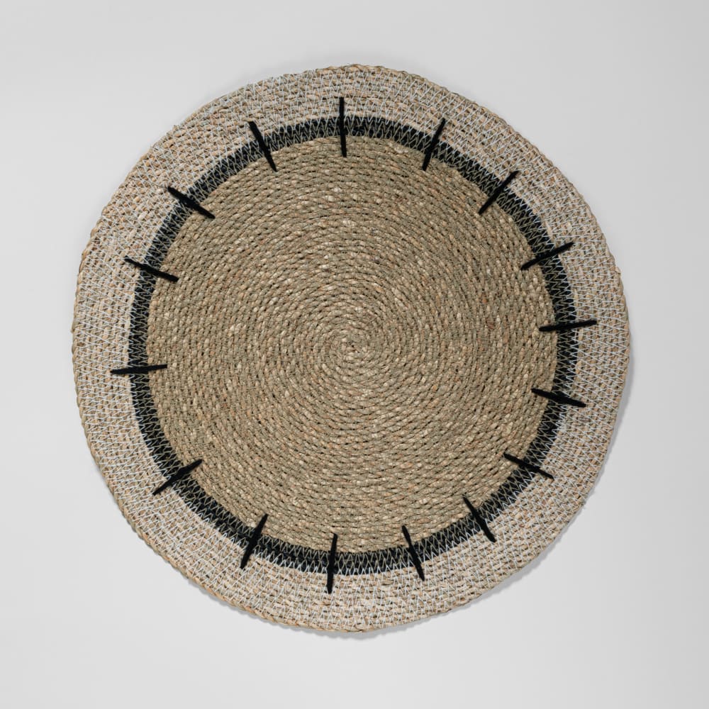 Set de table en jonc de mer beige et noir, Ø38 cm