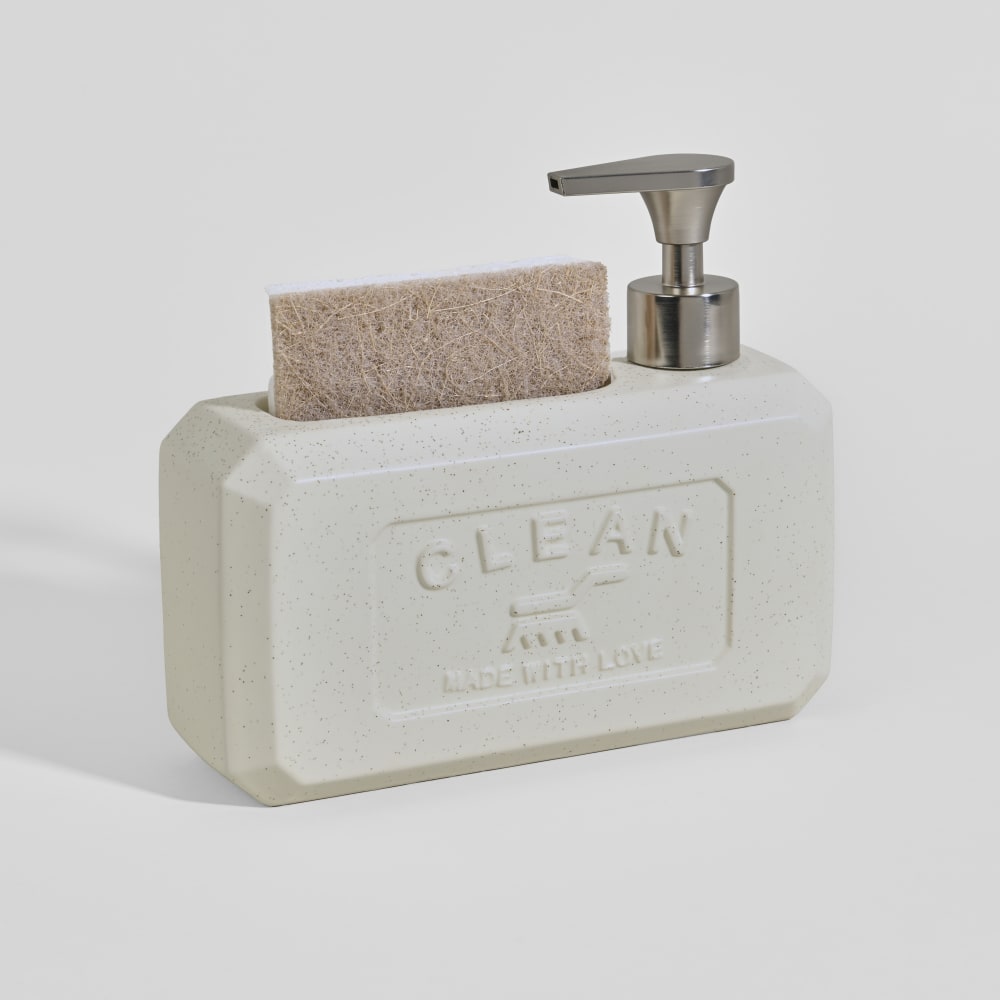 Distributeur de savon en grès blanc