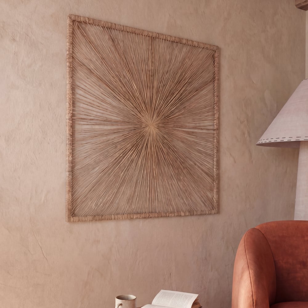 Déco murale carrée en jute, 100x100 cm