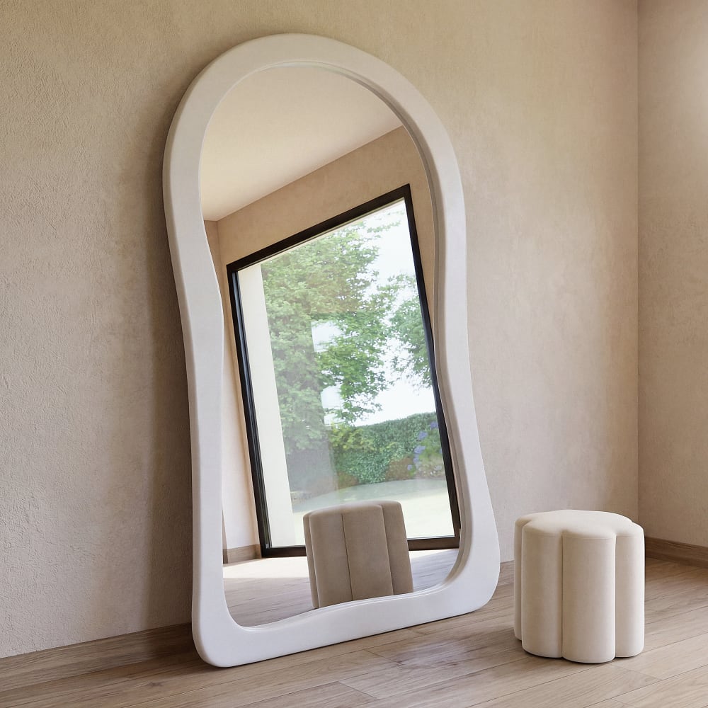 Grand miroir arche blanc,