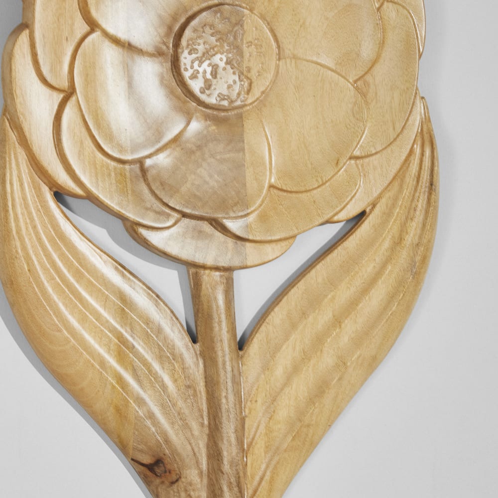 Déco murale fleur en bois de manguier, 46x80 cm — vue 3