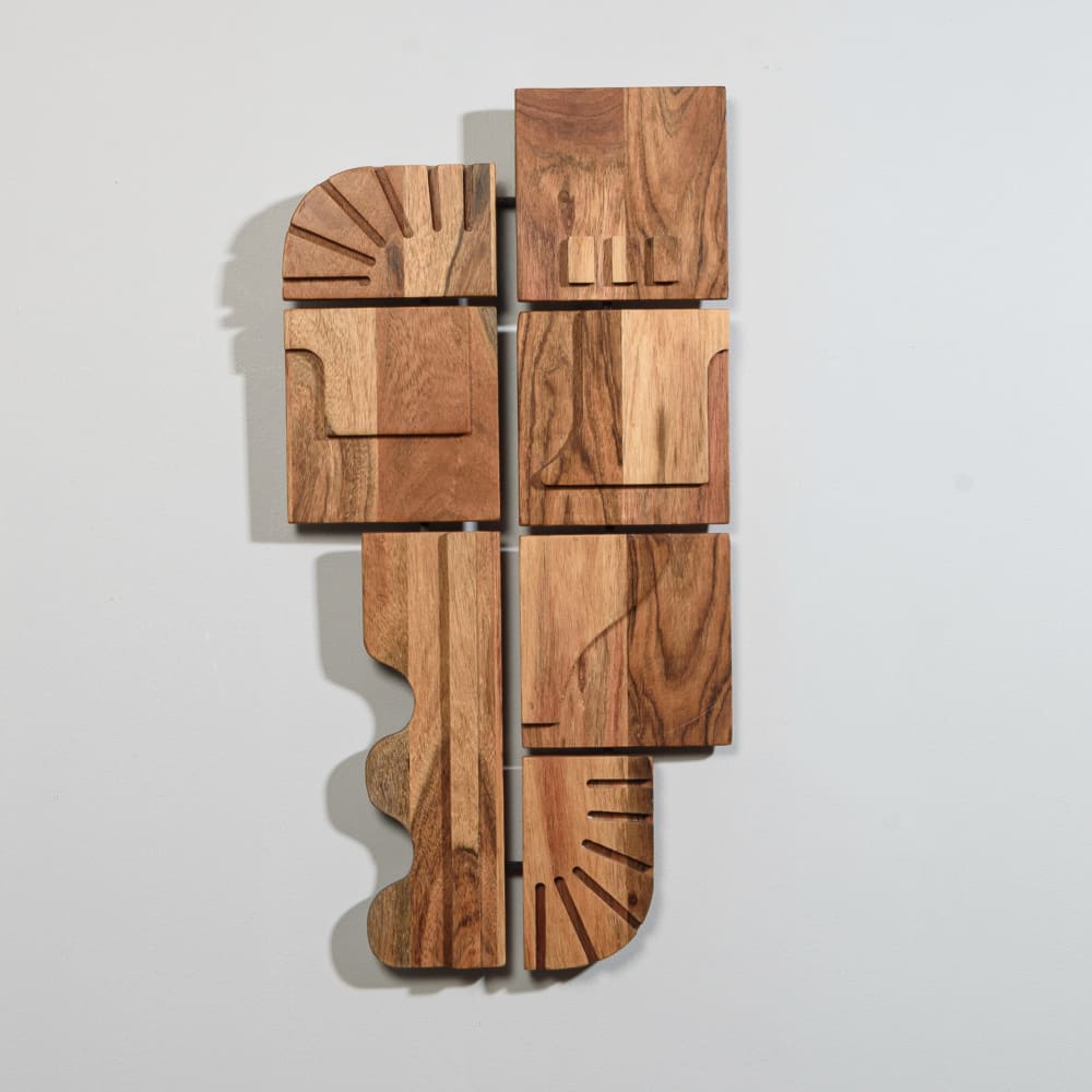 Déco murale géométrique en bois d'acacia, 30x60 cm