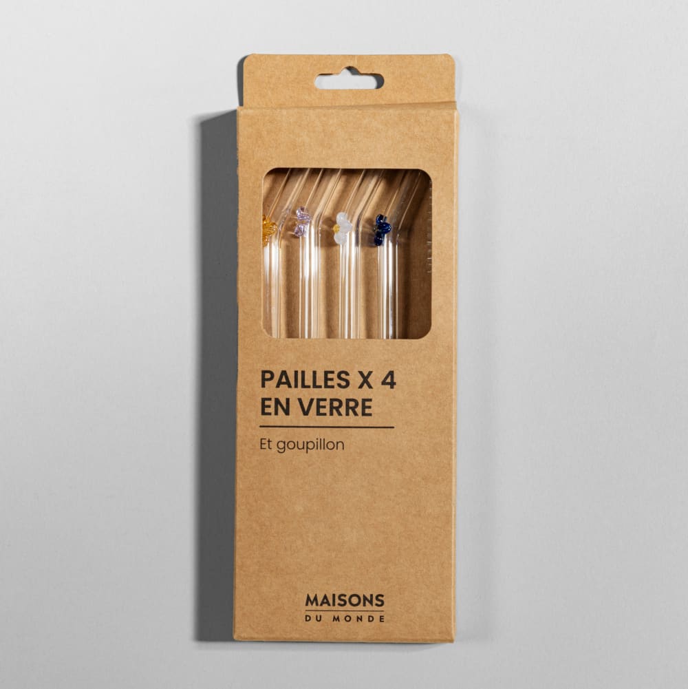 Pailles en verre motifs fleurs (x4)