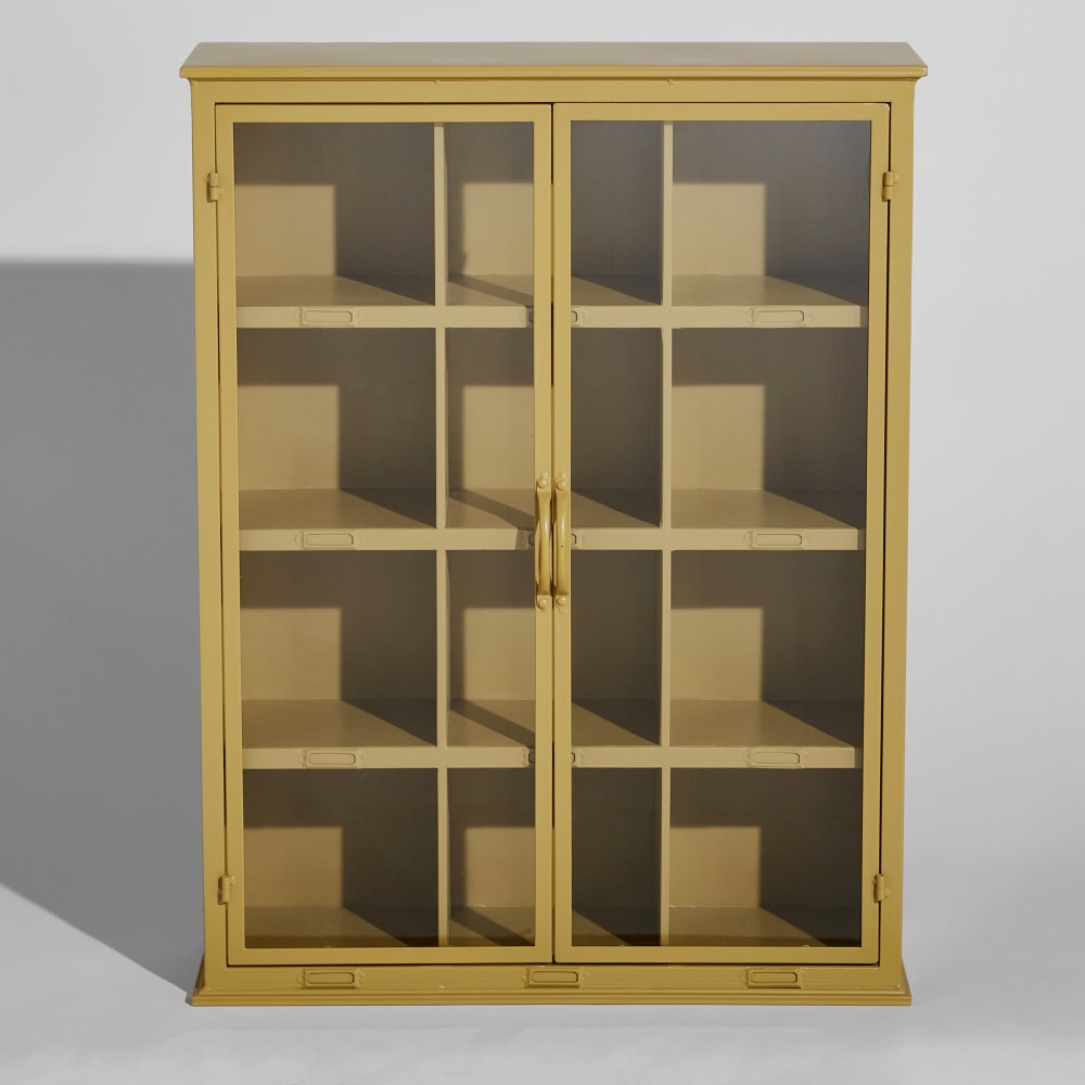 Etagère 2 portes en verre et acier ocre — vue 3