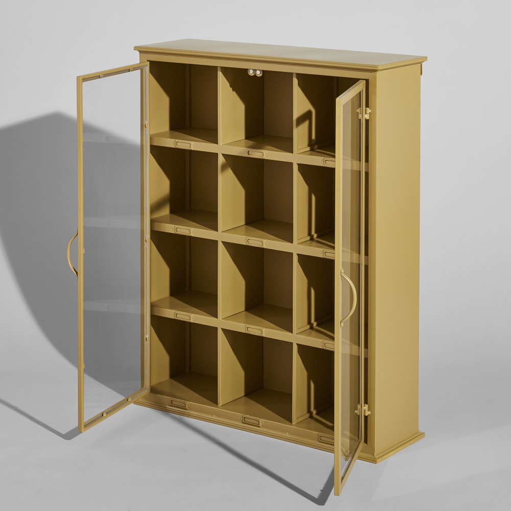 Etagère 2 portes en verre et acier ocre — vue 4