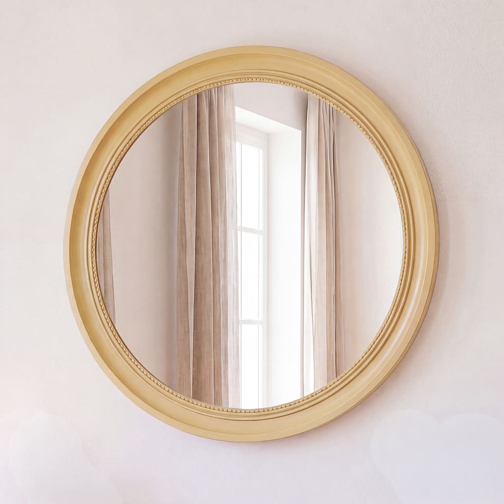 Miroir rond en bois d'eucalyptus à moulures, Ø90 cm — Beyit
