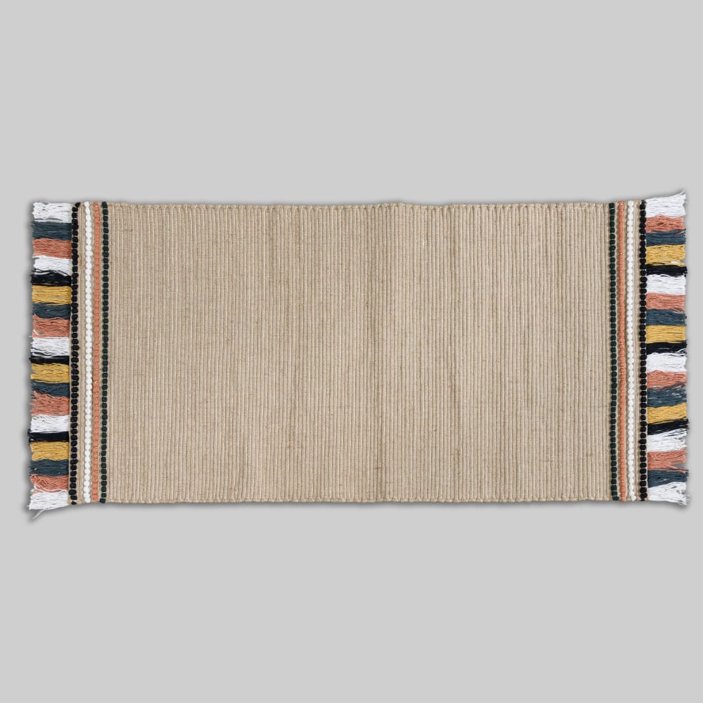 Tapis de couloir en jute et coton multicolore, 60x120 cm