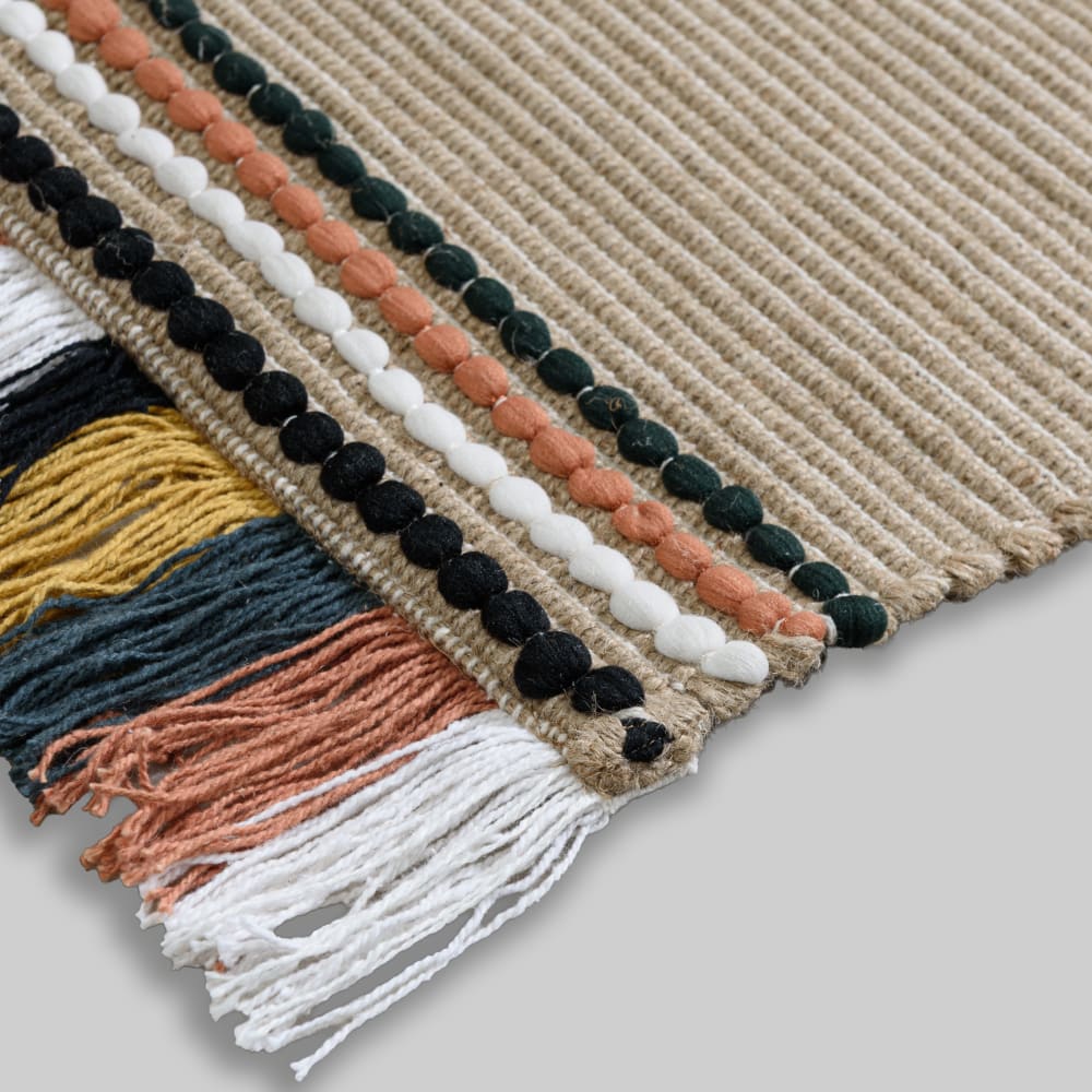 Tapis de couloir en jute et coton multicolore, 60x120 cm — vue 3