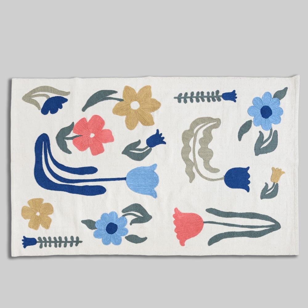 Tapis en coton recyclé tissé multicolore, 90x150 cm