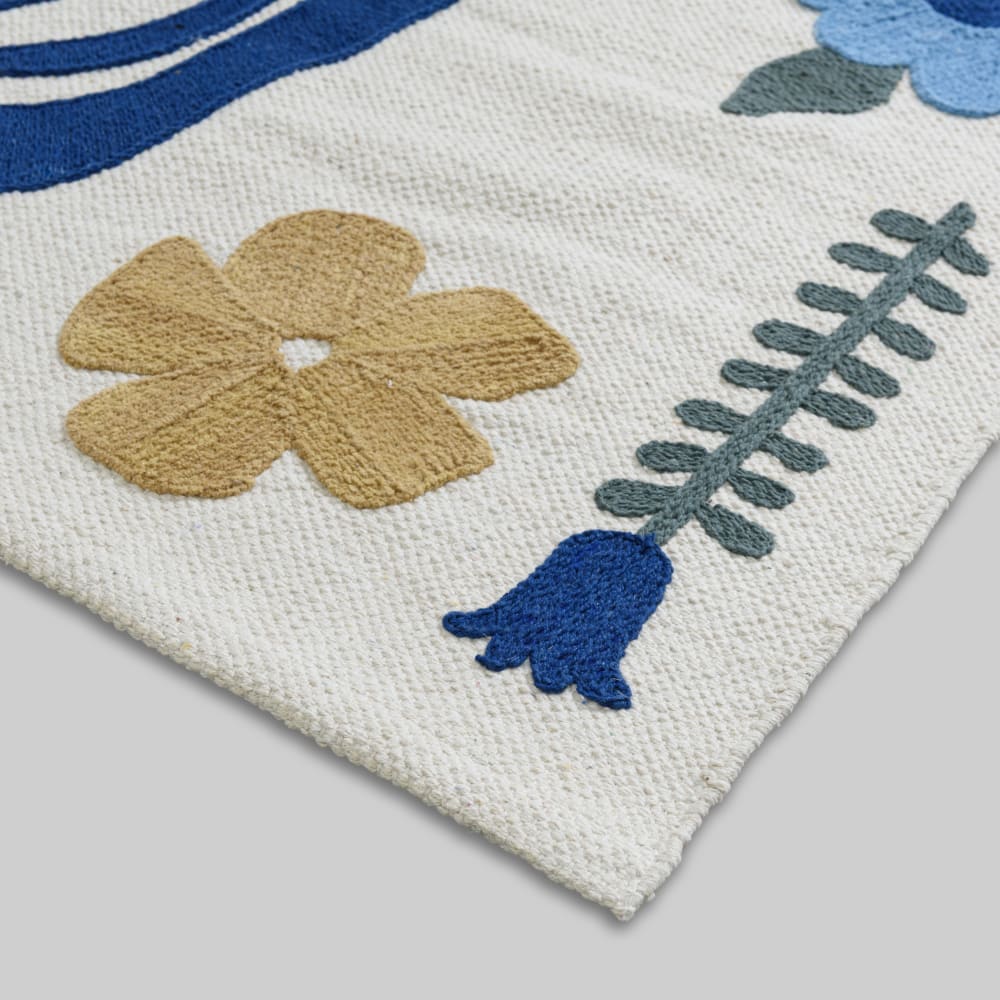 Tapis en coton recyclé tissé multicolore, 90x150 cm — vue 3
