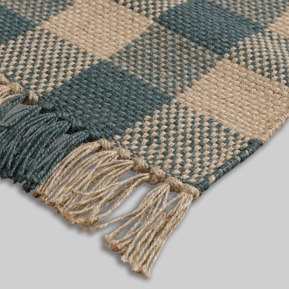 Tapis en jute tissé vert et beige, 60x90 cm — vue 3