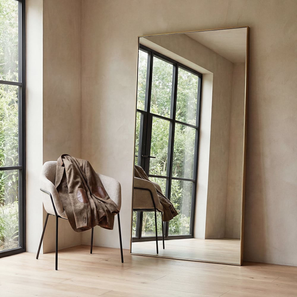 Grand miroir en bois de chêne, 90x160 cm