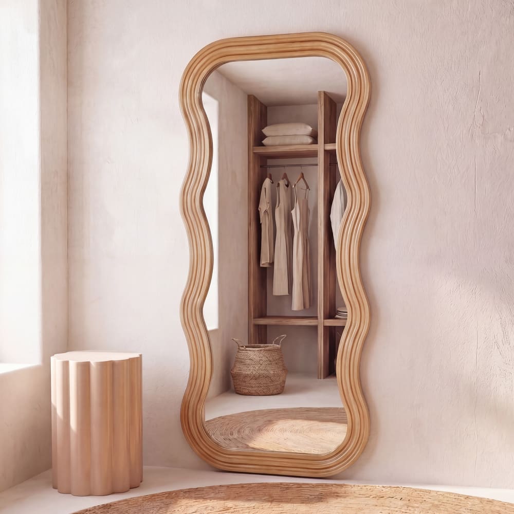Grand miroir en bois de paulownia, 80x175 cm