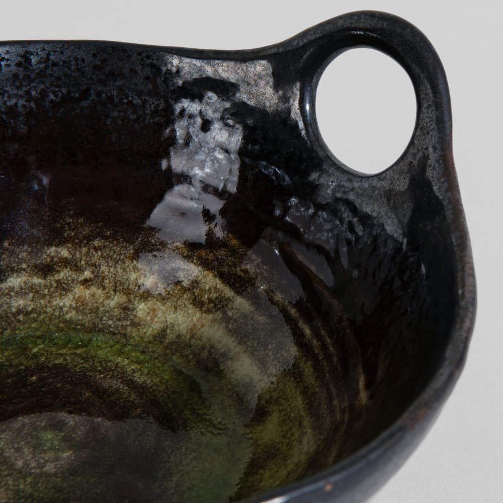 Coupe décorative en grès vert, L20 cm — vue 4