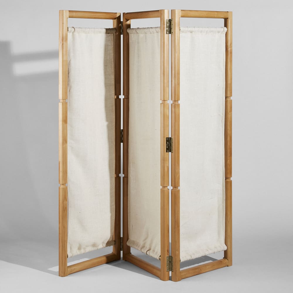 Paravent aus Erlenholz und cremefarbenem Jute - Maisons Du Monde