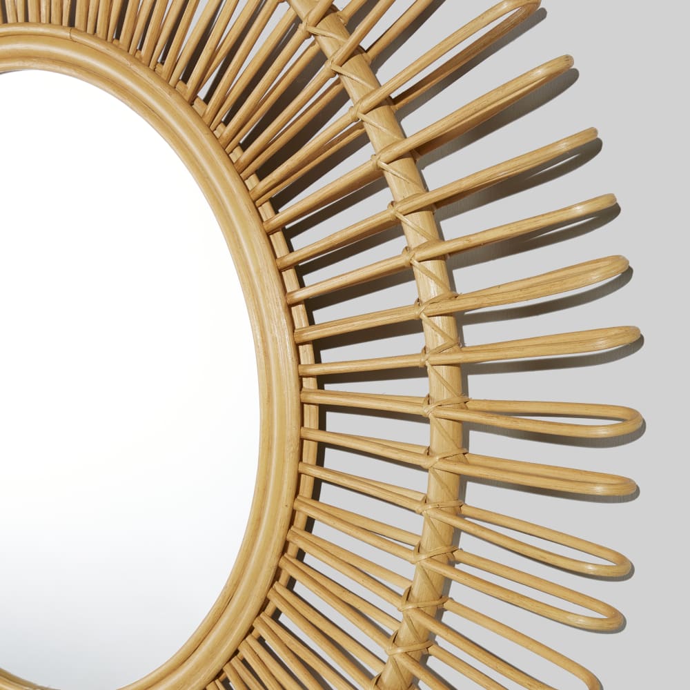 Runder Spiegel aus geflochtenem Rattan, Ø 120 cm - Maisons Du