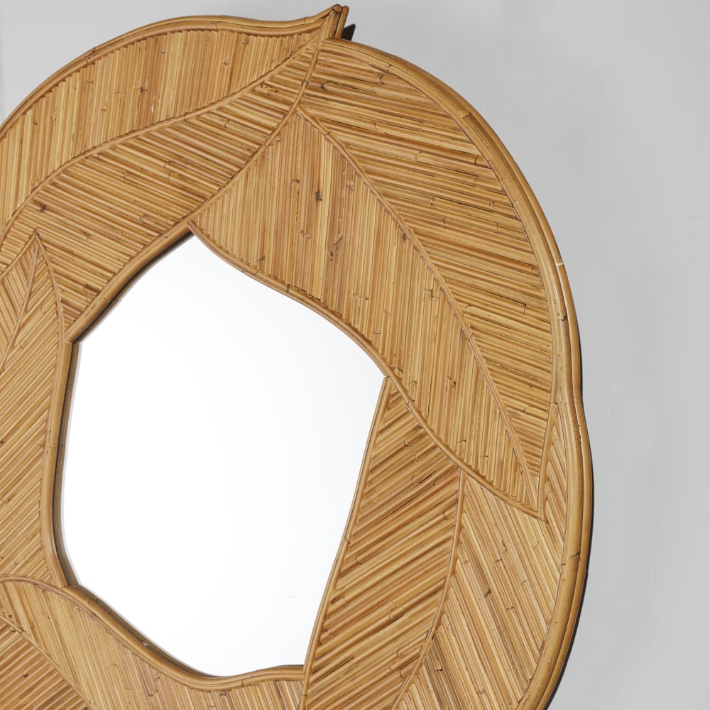 Runder Spiegel aus geflochtenem Rattan, Ø 90 cm - Maisons Du