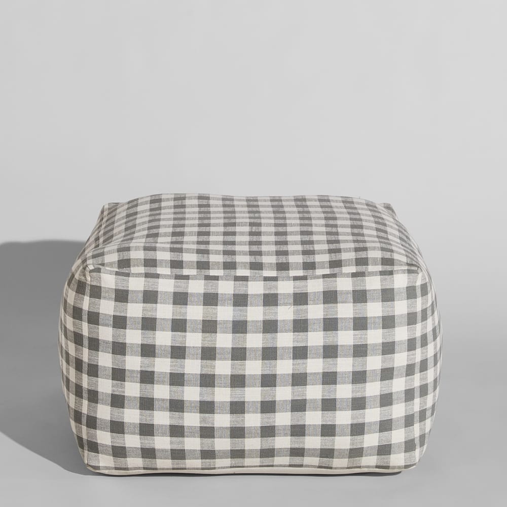 Pouf carré en coton vert et écru Pouf carré en coton vert et écru
