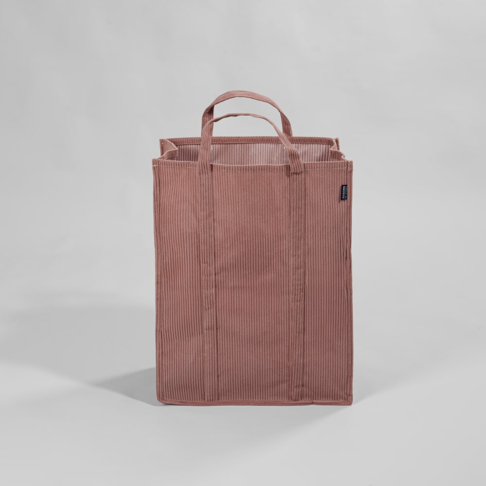 Panier à linge pliable en tissu polyester effet velours rose