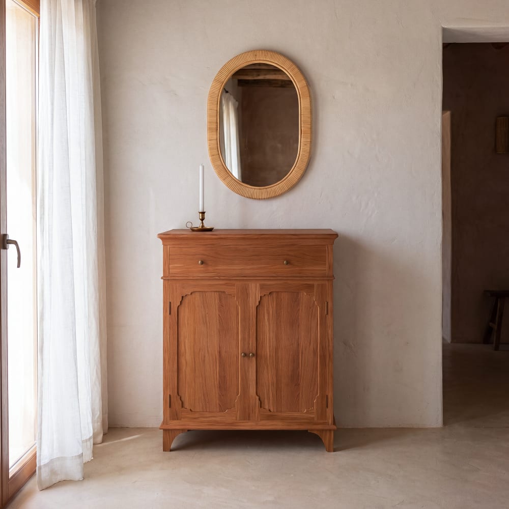 Miroir ovale en rotin tressé, 40x60 cm