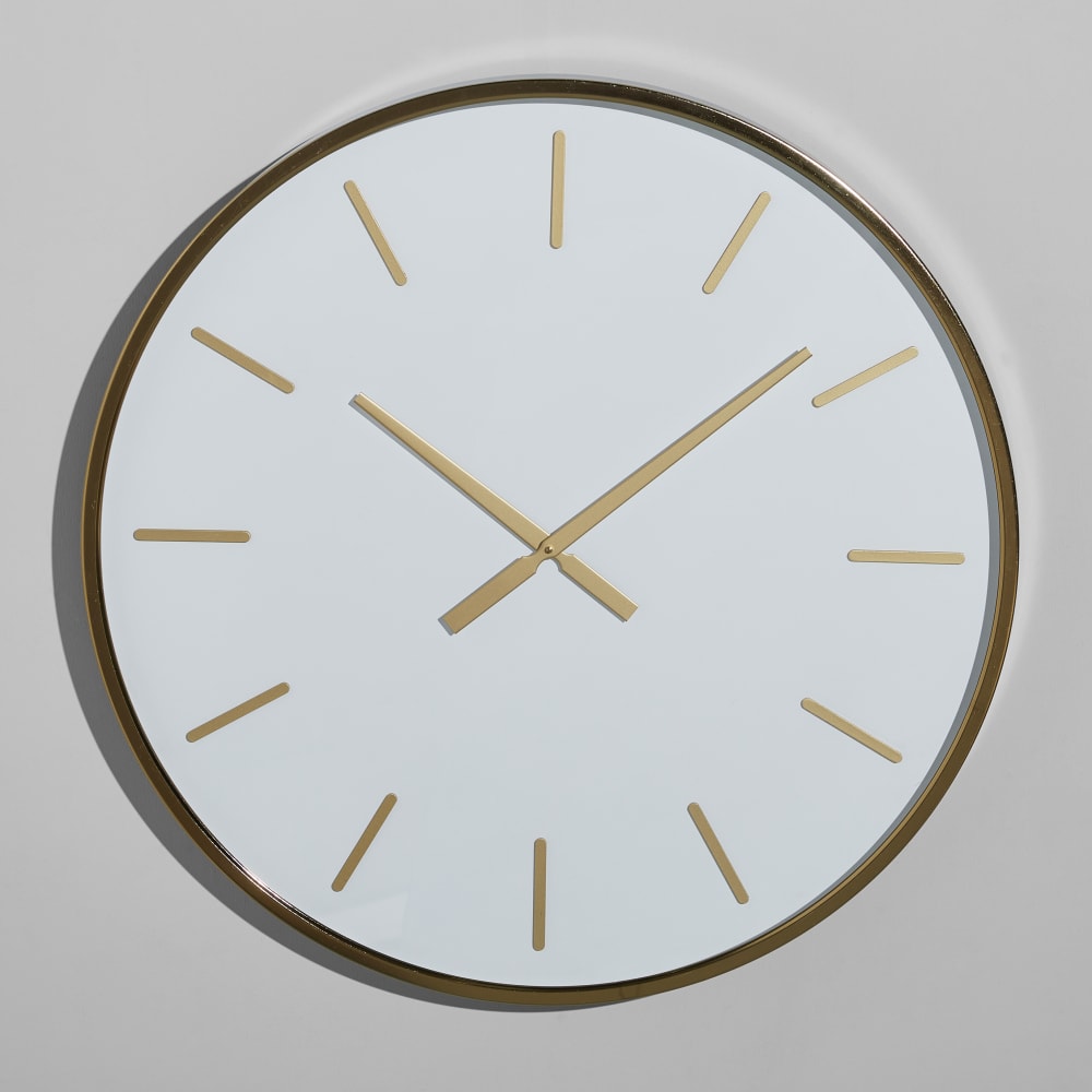 Horloge dorée et blanche, Ø80 cm