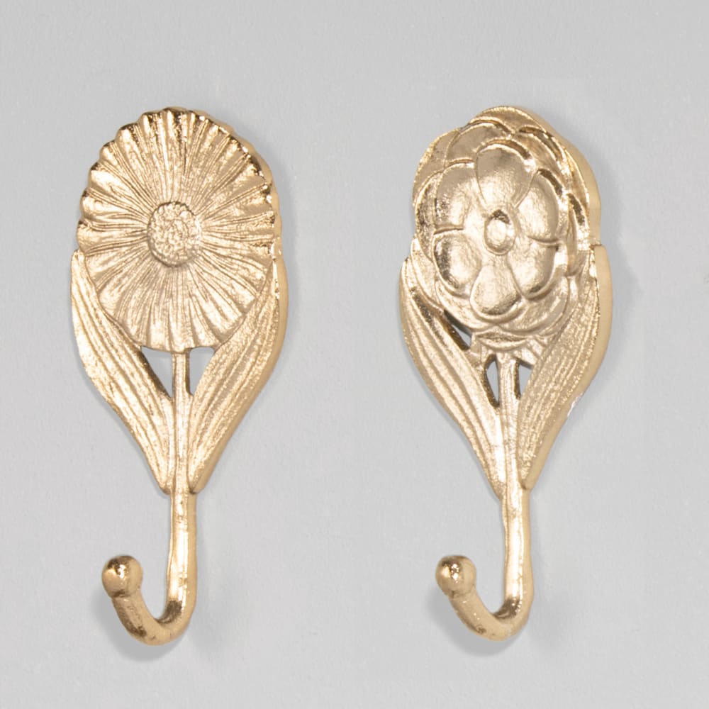 Patères fleurs en aluminium doré (x2) — vue 3