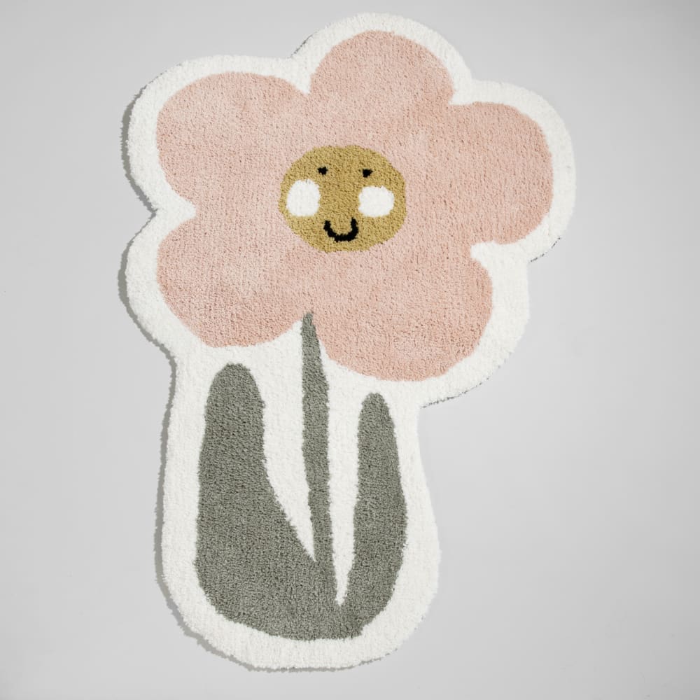 Tapis fleur en laine tuftée, 90x130 cm