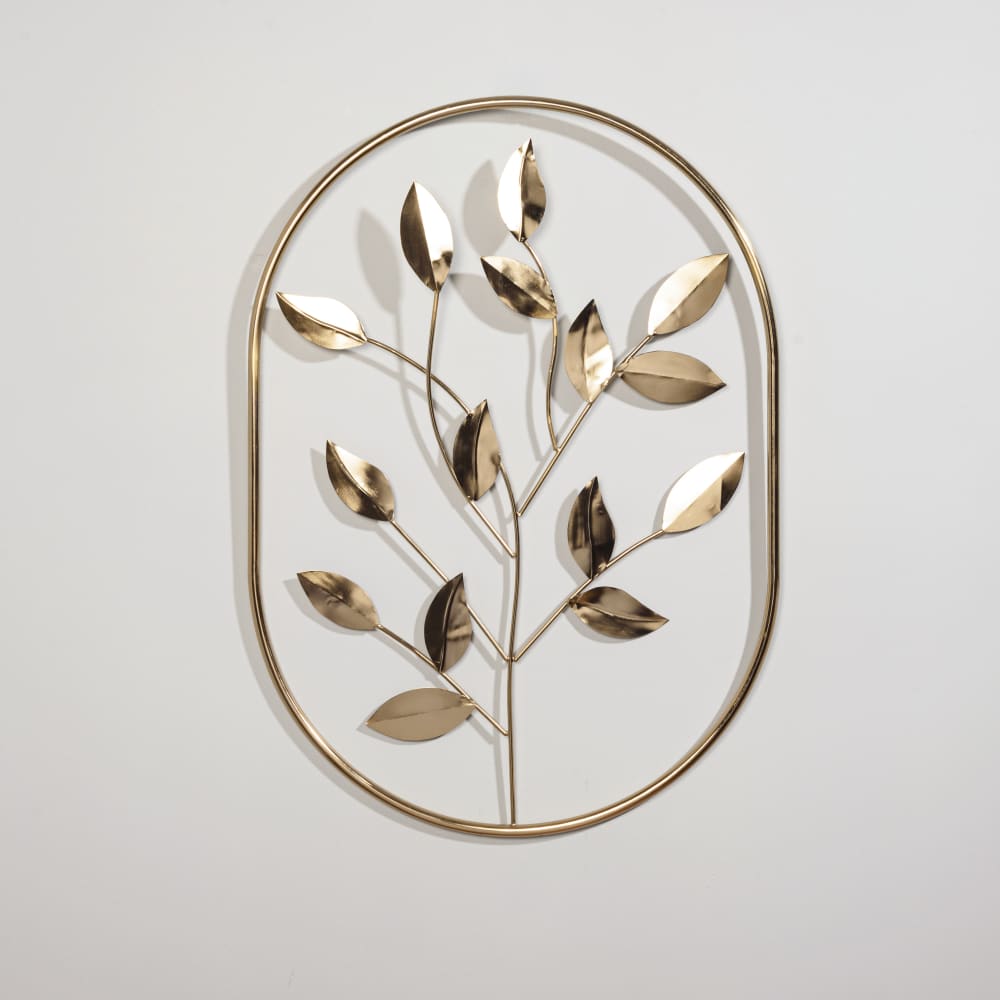Déco murale branche en acier doré, 54x75 cm