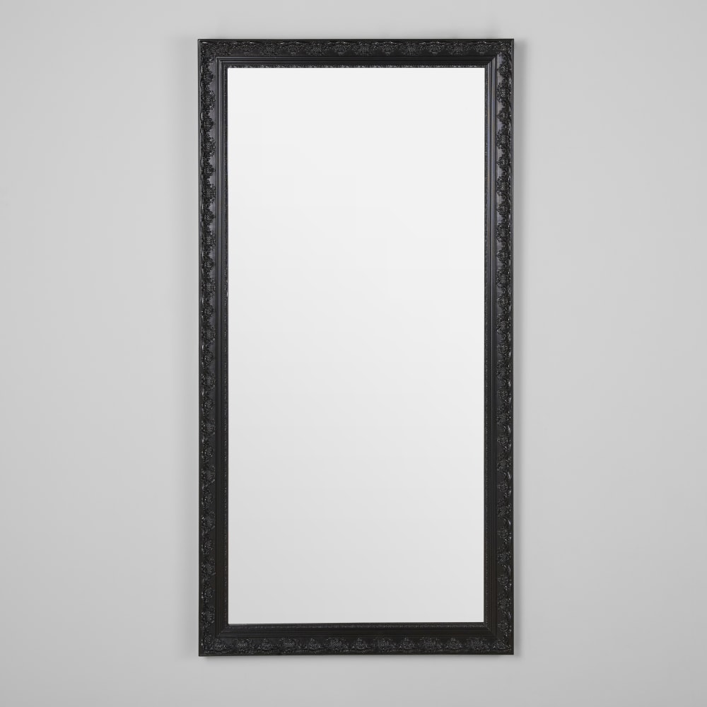 Grand miroir en bois d'eucalyptus noir, 90x180 cm