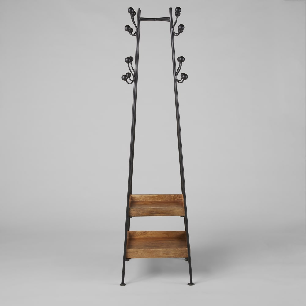 Portant en acier noir et bois de manguier — vue 3