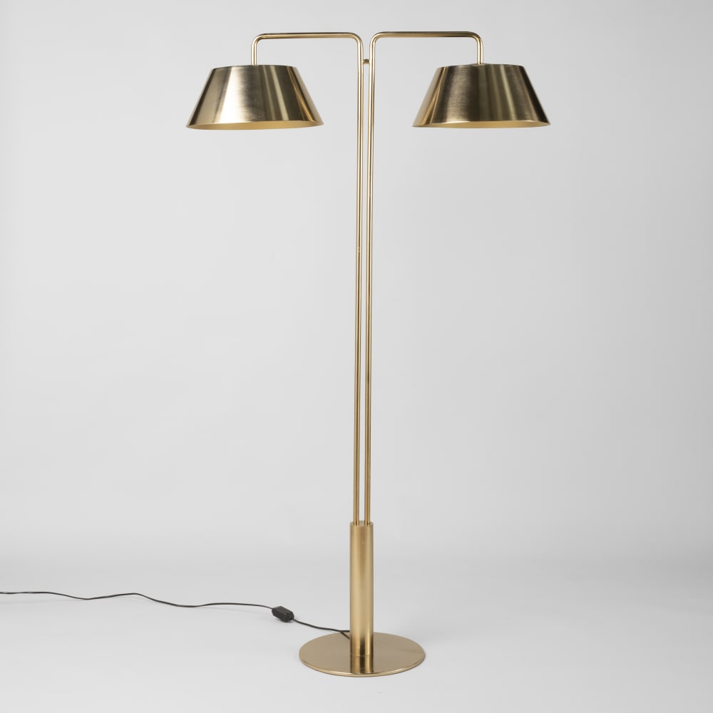 Lampadaire en acier doré, H165 cm