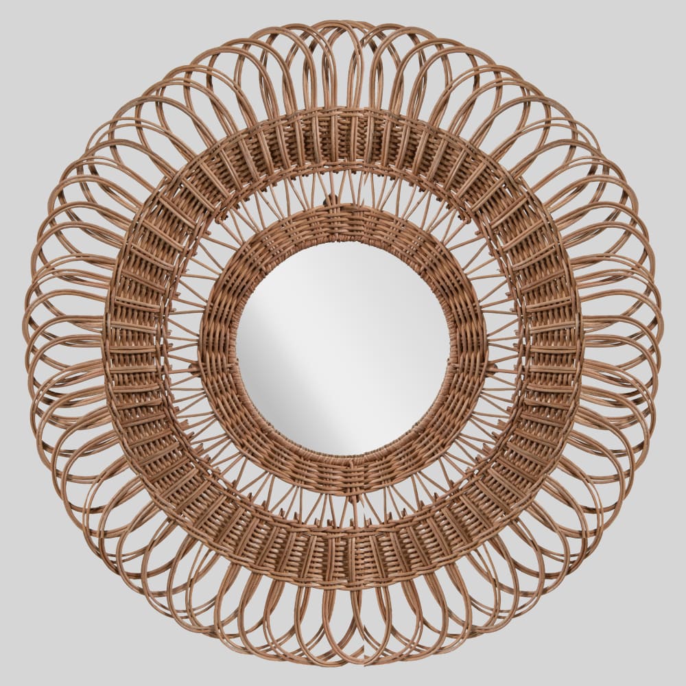 Miroir rond en rotin tressé, Ø55 cm — Beyit