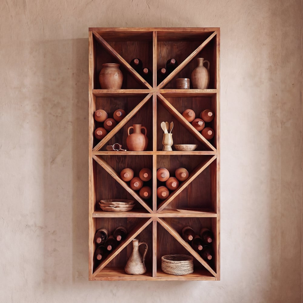 Etagère range-bouteilles en bois de manguier