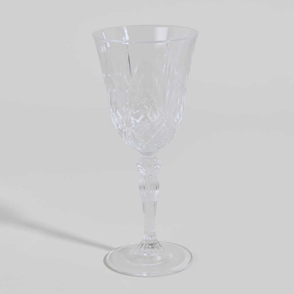 Grand verre à pied en cristal taillé transparent